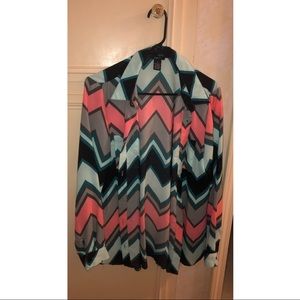 Chevron Button Down Blouse